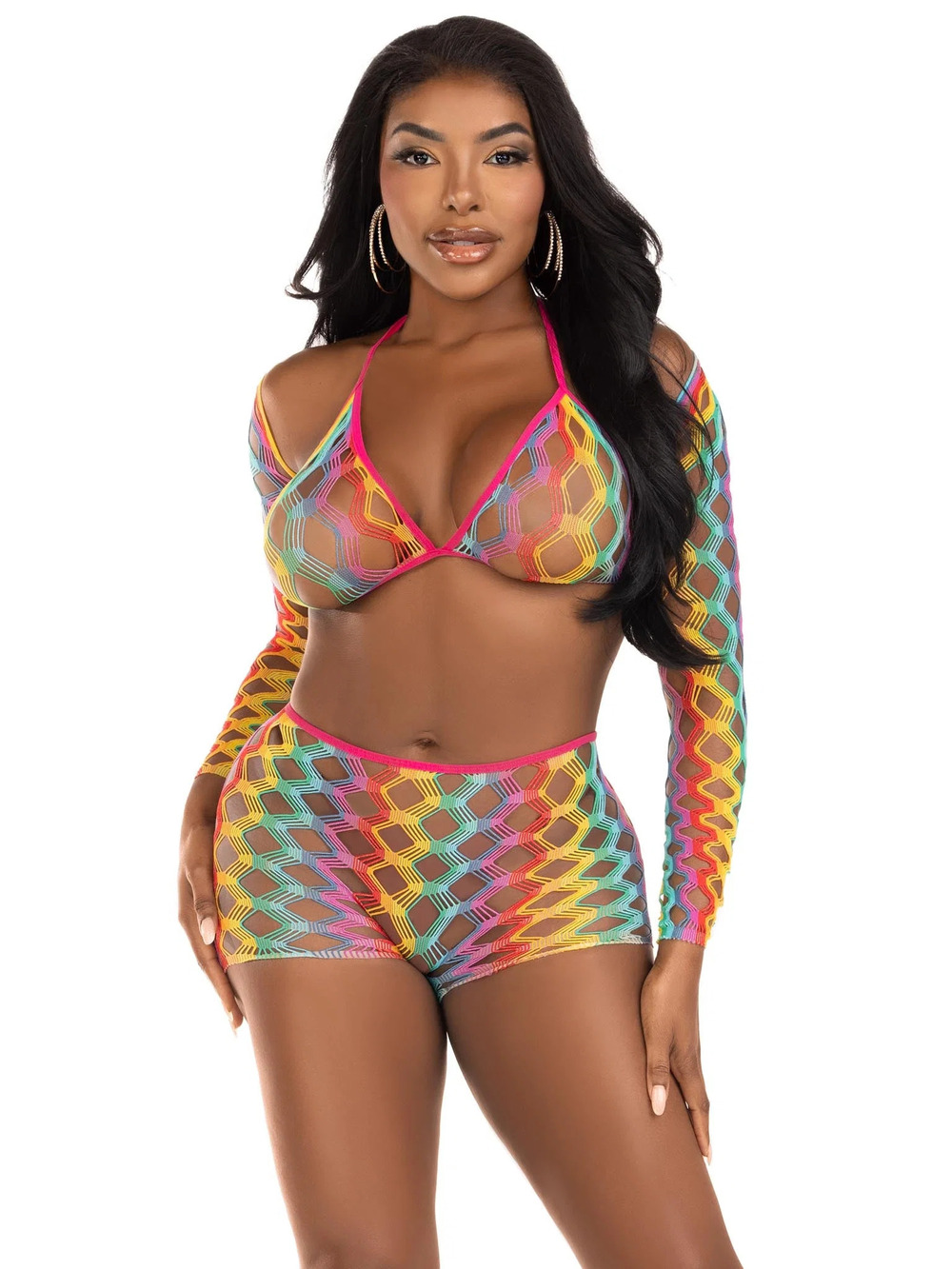leg Avenue - Lucky One Bra and Boy Shorts Set - MULTICOLOR